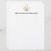 Golden "3-D" Fleur-de-lis Briefhoofd Sjabloon (Voorkant / Achterkant)