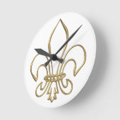 Golden "3-D" Fleur-de-lis Ronde Klok (Hoek)