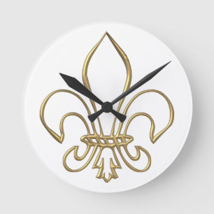 Golden "3-D" Fleur-de-lis Ronde Klok