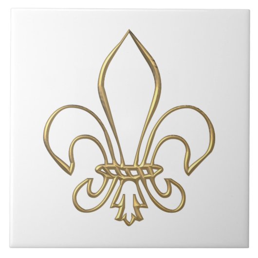 Golden "3-D" Fleur-de-lis Tegeltje (Voorkant)