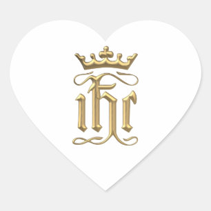 Golden "3-D" IHC met kroon Hart Sticker