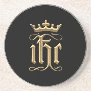 Golden "3-D" IHC met kroon Zandsteen Onderzetter