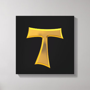 Golden 3-D Kijk Franciscan Tau Cross Canvas Afdruk
