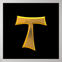 Golden 3-D Kijk Franciscan Tau Cross