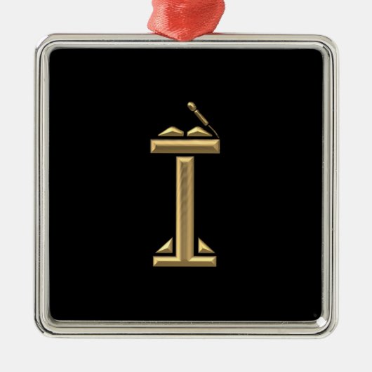 Golden "3-D" Lectern Metalen Ornament (Voorkant)