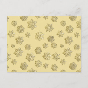 Golden 3-d sneeuwvlokken op gouden achtergrond briefkaart