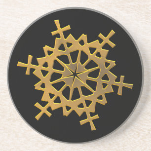 Golden "3-D" Snowflake Zandsteen Onderzetter
