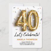 Golden 40 Years Birthday Invitation (Devant)