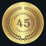 Golden 45th Anniversary with laurel wreath Sticker<br><div class="desc">Effet doré rétro 45ème (Mariage ou compagnie) Anniversaire avec chevalet de couronne de laurier</div>