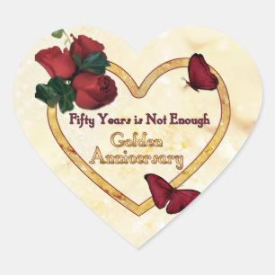 Golden 50 Jubileum Heart Hart Sticker