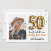 Golden 50 Years Birthday Photo Invitation (Devant)