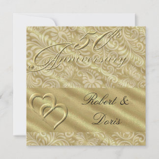 Golden 50e anniversaire Mariage Invitation Or