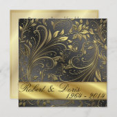 Golden 50e anniversaire Mariage Invitation Or (Devant / Derrière)