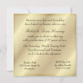 Golden 50e anniversaire Mariage Invitation Or (Dos)