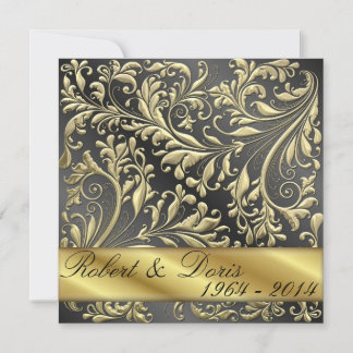 Golden 50e anniversaire Mariage Invitation Or