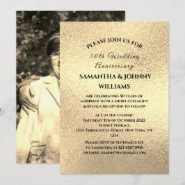 Golden 50e bruiloft Jubileum Foto Goud Kaart