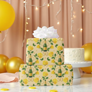 Golden 50e Jubileum Yellow Roses Wrapping Pape Cadeaupapier