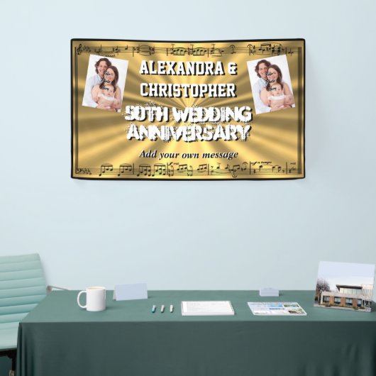 Golden 50ste huwelijksverjaardag aangepaste foto spandoek (Beurs)