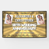 Golden 50ste huwelijksverjaardag aangepaste foto spandoek (Horizontaal)