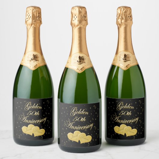 Golden 50th Anniversary Étiquettes de vin personna (Bouteilles)