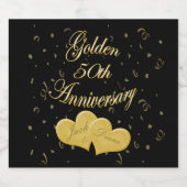 Golden 50th Anniversary Étiquettes de vin personna (Étiquettes simples)
