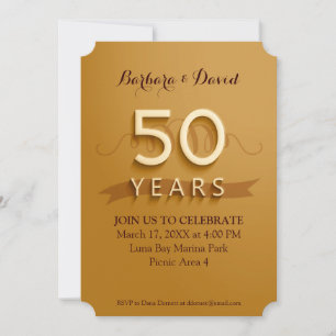 Golden 50th Anniversary Party Invitations