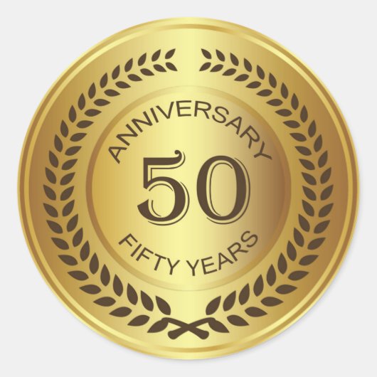 Golden 50th Anniversary with laurel wreath Sticker (Devant)