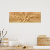 Golden 50th Jubileum Banner met NAMES en DATE Poster (Keuken)