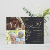 Golden 50th Mariage Anniversary 2 Invitation photo (Debout devant)