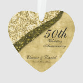 Golden 50th Mariage Anniversary Keepsar Ornament (dos)