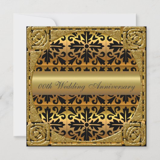 Golden 50th Mariage Anniversary Party Invitation (Devant)