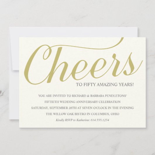 Golden 50th Mariage Anniversary Party Invitation (Devant)