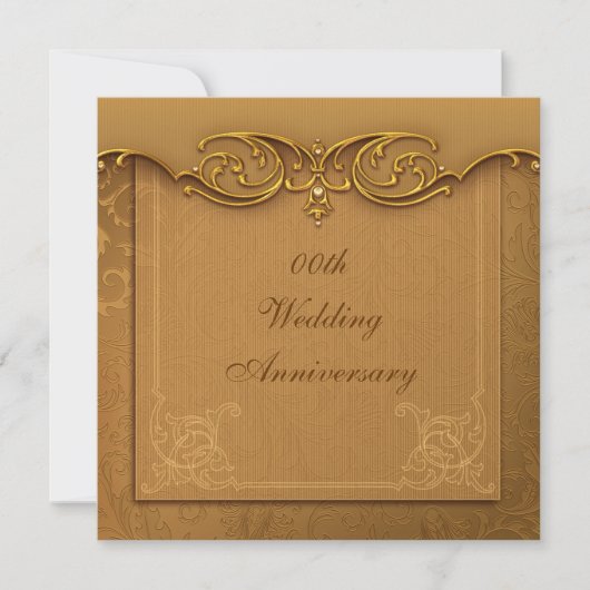 Golden 50th Mariage Anniversary Party Invitation (Devant)