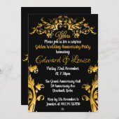 Golden 50th Wedding Anniversay Uitnodigingen (Voorkant / Achterkant)