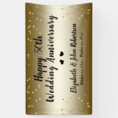 Golden 50th Wedding Jubileum Confetti Spandoek (Verticaal)