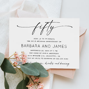 Golden 50th Wedding Jubileum   Minimalistische fot Kaart