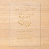 Golden 50th Wedding Jubileum Party Heart Custom Acryl Uitnodigingen (Voorkant)