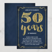 Golden 50th Wedding Jubileum Party Kaart (Voorkant / Achterkant)