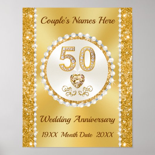 Golden, 50th Wedding Jubileum Poster (Voorkant)