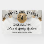 Golden 50th Wedding Jubileum Spandoek (Horizontaal)