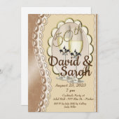 Golden 50th Wedding Jubileum Uitnodiging Kaarten (Voorkant / Achterkant)