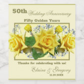 Golden 50th Wedding Jubileum Wijn Etiket (Enkel label)