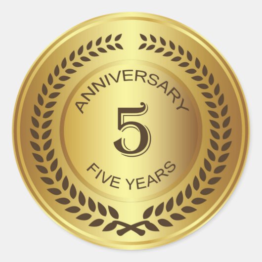 Golden 5th Anniversary with laurel wreath Sticker (Devant)