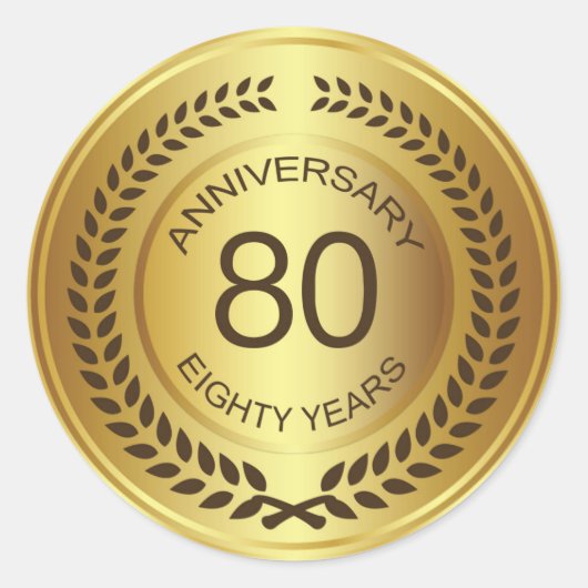 Golden 80th Anniversary with laurel wreath Sticker (Devant)