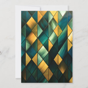 Golden Abstract Green Geometric Feestdagenkaart