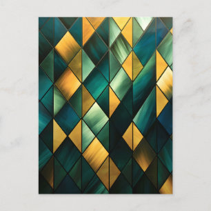 Golden Abstract Green Geometric Feestdagenkaart