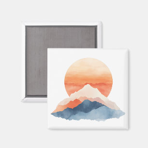 Golden Abstract Mountain Peak Sunrise Magneet