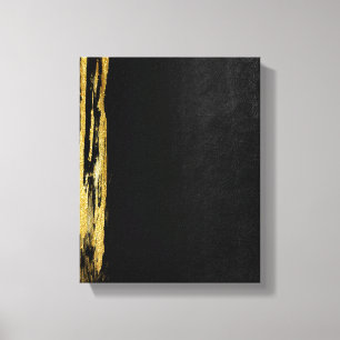 Golden Abstract schilderen zwarte achtergrond Canvas Afdruk