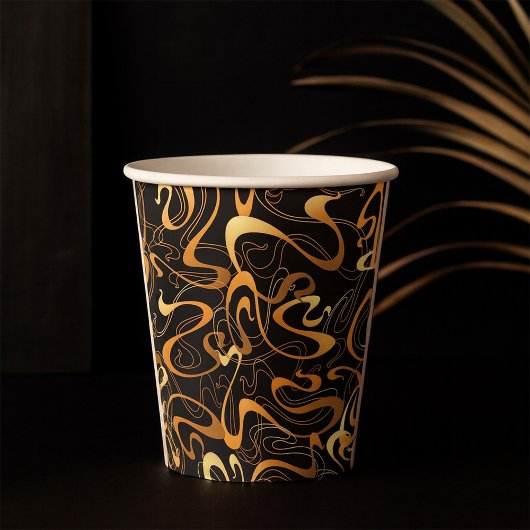 Golden Abstract Swirl Pattern Papieren Bekers