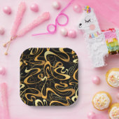 Golden Abstract Swirl Pattern Papieren Bordje (Feest)
